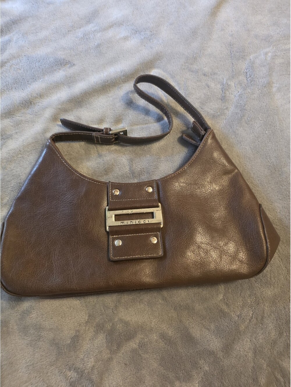 Vintage Minicci Vegan Leather Brown Shoulder Bag Purse with Chain Strap - Cute -